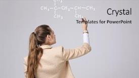  Presentation with molecular - Cool new slide set with woman chemist shows a molecular structure backdrop and a light gray colored foreground