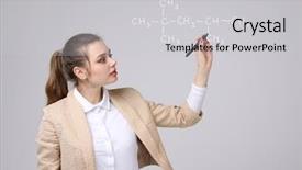  Presentation with molecular - Presentation enhanced with woman chemist shows a molecular structure background and a light gray colored foreground