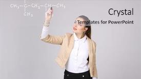  Presentation with molecular - PPT layouts having woman chemist shows a molecular structure background and a light gray colored foreground
