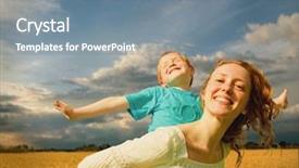  Presentation with mother child - Beautiful presentation theme featuring woman child - mother and son having fun backdrop and a seafoam green colored foreground