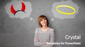  Presentation with good - Amazing presentation design having woman choosing between the good backdrop and a gray colored foreground