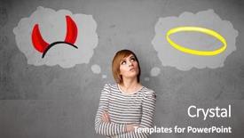  Presentation with evil - Beautiful slide set featuring woman choosing between the good backdrop and a gray colored foreground