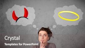  Presentation with good - Presentation design enhanced with woman choosing between the good background and a gray colored foreground