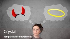  Presentation with good bad a moral dilemma - Beautiful theme featuring woman choosing between the good backdrop and a  colored foreground