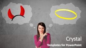  Presentation with good - Beautiful slide deck featuring woman choosing between the good backdrop and a gray colored foreground