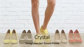  Presentation with vintage interior brick wall - Cool new presentation theme with woman choosing shoes on brick backdrop and a coral colored foreground