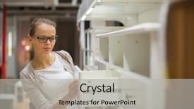  Presentation with modern color - Theme having woman choosing the right furniture background and a light gray colored foreground