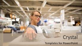  Presentation with modern color - Amazing presentation design having woman choosing the right furniture backdrop and a mint green colored foreground