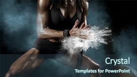  Presentation with workout - PPT theme having woman clapping hands and preparing background and a tawny brown colored foreground