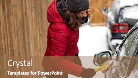  Presentation with car cleaning - Colorful PPT layouts enhanced with woman-cleaning-her-car backdrop and a coral colored foreground