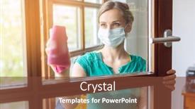  Presentation with neighbors - Cool new slide deck with woman-cleaning-windows-during-covid backdrop and a tawny brown colored foreground