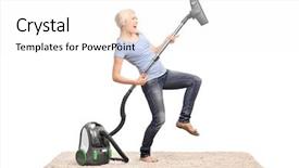  Presentation with cleaning - Theme enhanced with woman cleaning with a vacuum background and a white colored foreground