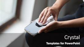  Presentation with wipe - Beautiful slides featuring woman-cleans-the-cell-phone backdrop and a black colored foreground