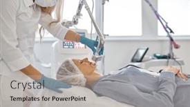  Presentation with treatment - Slide set featuring woman-client-getting-skin-treatment background and a light gray colored foreground