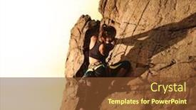  Presentation with climbing mountains - Beautiful presentation featuring woman-climber-climbing backdrop and a tawny brown colored foreground