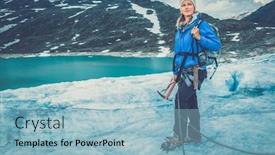  Presentation with glacier - Colorful slides enhanced with woman climber standing on jostedalsbreen glacier norway backdrop and a light blue colored foreground