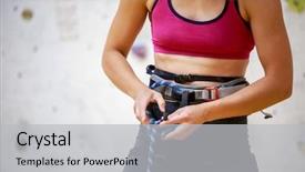  Presentation with sporty - Slide deck having ties bind - close-up photo of sporty woman background and a light gray colored foreground