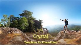  Presentation with businessman standing on mountain top - Amazing slide deck having woman climbing - hiker with backpack standing backdrop and a tawny brown colored foreground