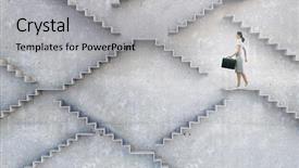  Presentation with career - PPT layouts enhanced with woman climbing - up the career ladder mixed background and a light gray colored foreground