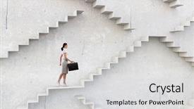  Presentation with career - Presentation design featuring woman climbing - up the career ladder mixed background and a light gray colored foreground