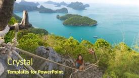  Presentation with climbing - Audience pleasing presentation theme consisting of woman-climbing-at-the-top backdrop and a tawny brown colored foreground