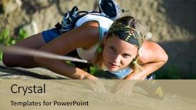  Presentation with rock climbing - Cool new slides with woman climbing on the rock backdrop and a coral colored foreground