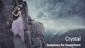  Presentation with mountain climbing - Amazing slide deck having woman climbing to the top backdrop and a dark gray colored foreground