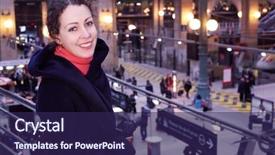  Presentation with train freight trains cargo - Colorful slide set enhanced with woman close up stands half backdrop and a navy blue colored foreground