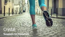  Presentation with running - Audience pleasing PPT theme consisting of woman close-up view foot backdrop and a  colored foreground