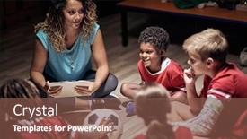  Presentation with coach - Presentation design having woman-coach-explaining-game-plan background and a tawny brown colored foreground