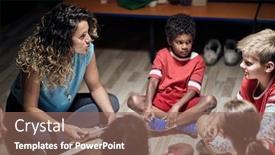  Presentation with sport coach - Presentation theme enhanced with woman-coach-taking-care background and a violet colored foreground