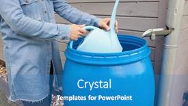  Presentation with rain - PPT theme consisting of woman-collecting-a-rain-water background and a teal colored foreground