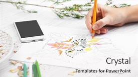  Presentation with anti stress - PPT layouts having woman coloring anti stress picture background and a  colored foreground