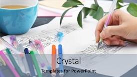  Presentation with anti stress - Slide deck with woman coloring anti stress picture background and a  colored foreground