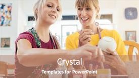  Presentation with paint brush - PPT layouts consisting of woman coloring handmade dishes using background and a coral colored foreground