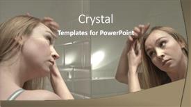  Presentation with long hair - Slide deck having woman-combing-her-long-brown background and a gray colored foreground