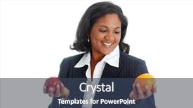  Presentation with white - Slide deck featuring woman comparing apples and oranges background and a ocean colored foreground