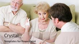  Presentation with couples therapy or marriage counseling - Presentation design featuring woman complaining to a marriage background and a coral colored foreground