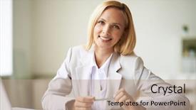  Presentation with security camera monitoring - Amazing presentation design having woman confidence - young businesswoman looking at camera backdrop and a  colored foreground