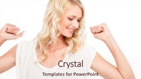  Presentation with smiling little girl - Slides having woman confidence - young cute smiling girl isolated background and a  colored foreground