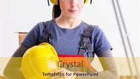  Presentation with noise - Amazing slides having woman-contractor-worker-with-noise backdrop and a gold colored foreground
