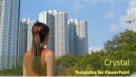  Presentation with control - Slide set enhanced with woman-control-the-drone background and a tawny brown colored foreground