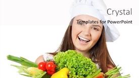  Presentation with cook chef - Theme having woman cook in chef hat background and a white colored foreground