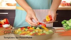  Presentation with brussels - Theme consisting of woman-cooking-brussels-sprouts background and a gold colored foreground