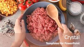  Presentation with chili - Amazing PPT theme having cons - woman cooking chili con carne backdrop and a coral colored foreground