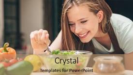  Presentation with cooking - Cool new presentation theme with woman cooking in the kitchen backdrop and a  colored foreground