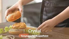  Presentation with teeens cooking - Colorful PPT layouts enhanced with woman cooking tasty turkey burger backdrop and a  colored foreground