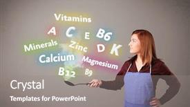  Presentation with cooking - Theme featuring pretty young woman cooking vitamins background and a gray colored foreground