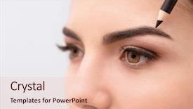  Presentation with shape - Audience pleasing presentation design consisting of woman correcting shape of eyebrow backdrop and a lemonade colored foreground