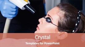  Presentation with laser - Slides featuring woman cosmetic face laser treatment background and a coral colored foreground